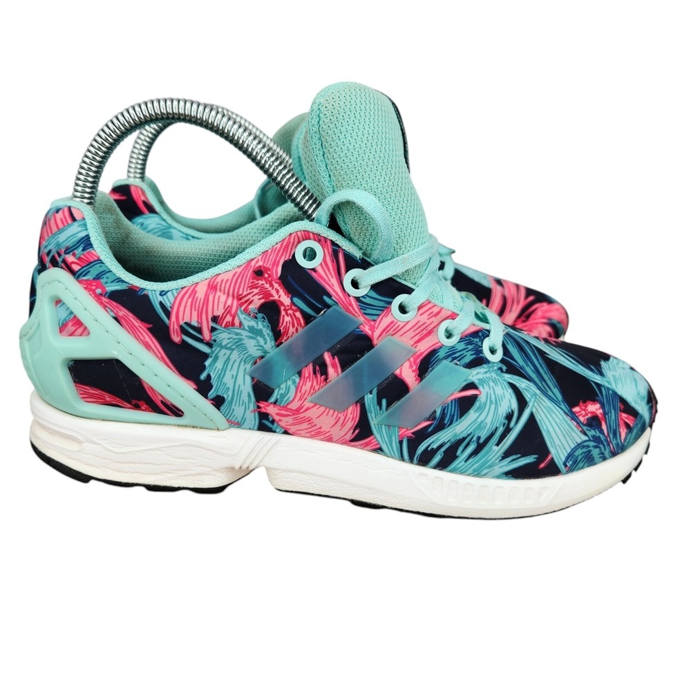 Adidas  ZX Flux Running Shoes Mens 6 Floral Aqua Blue‎ Sneakers Trainers BY9827